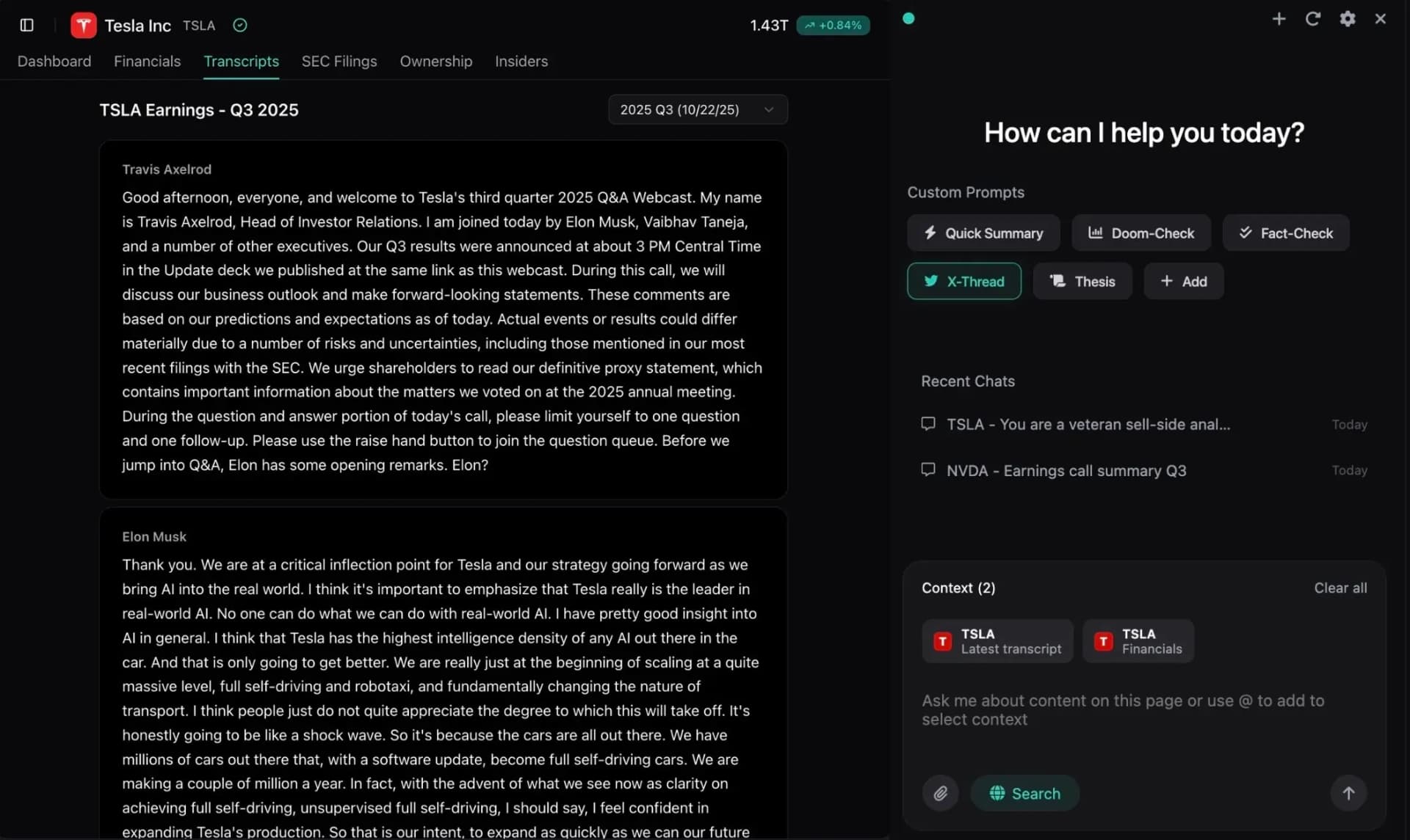 Context-Engineered AI Side Panel