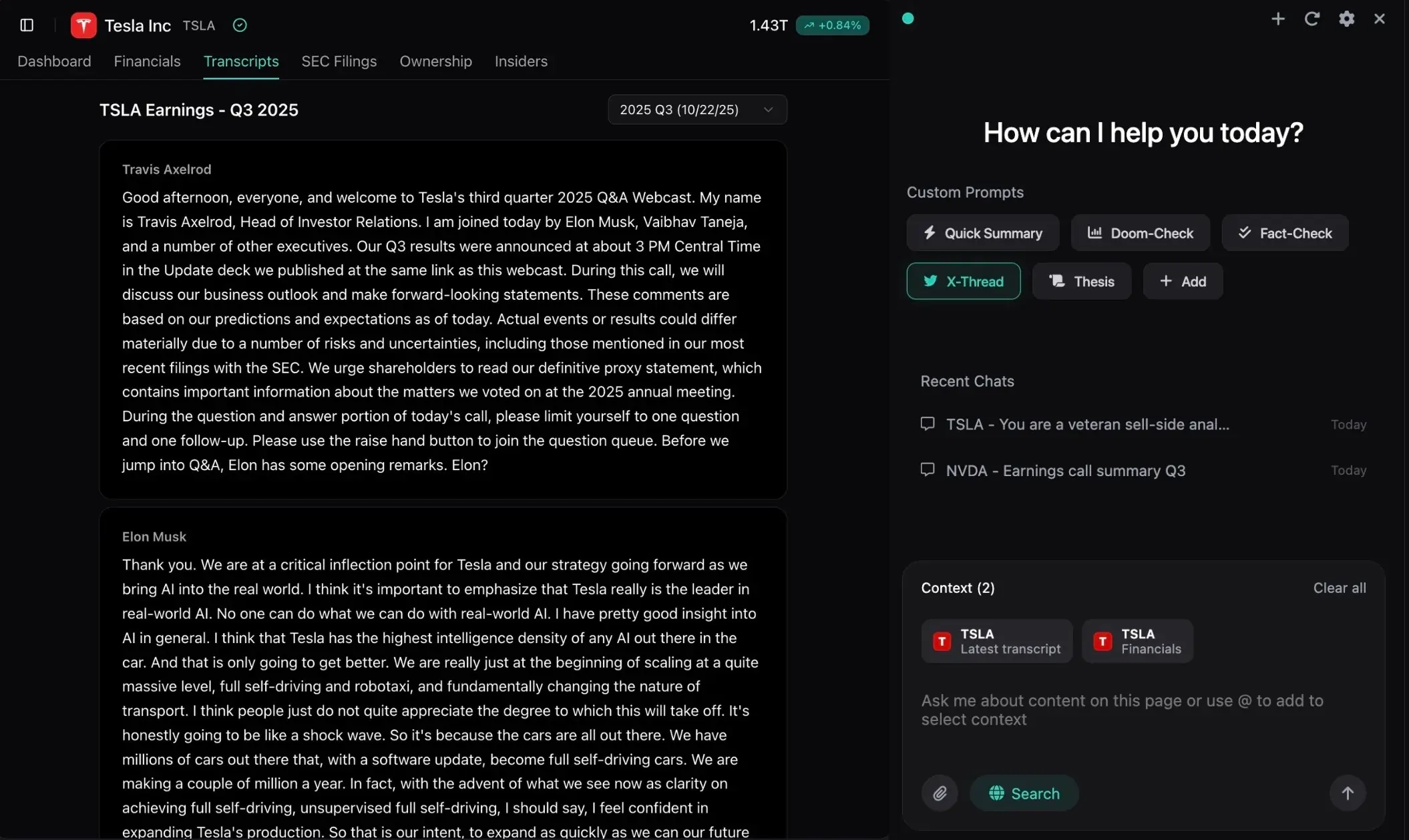 AI Side Panel Interface